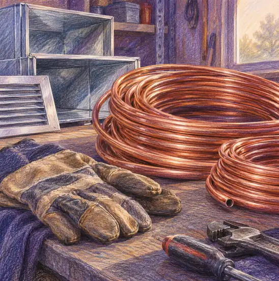 Illustration of hvac businesses equipment and workspace
