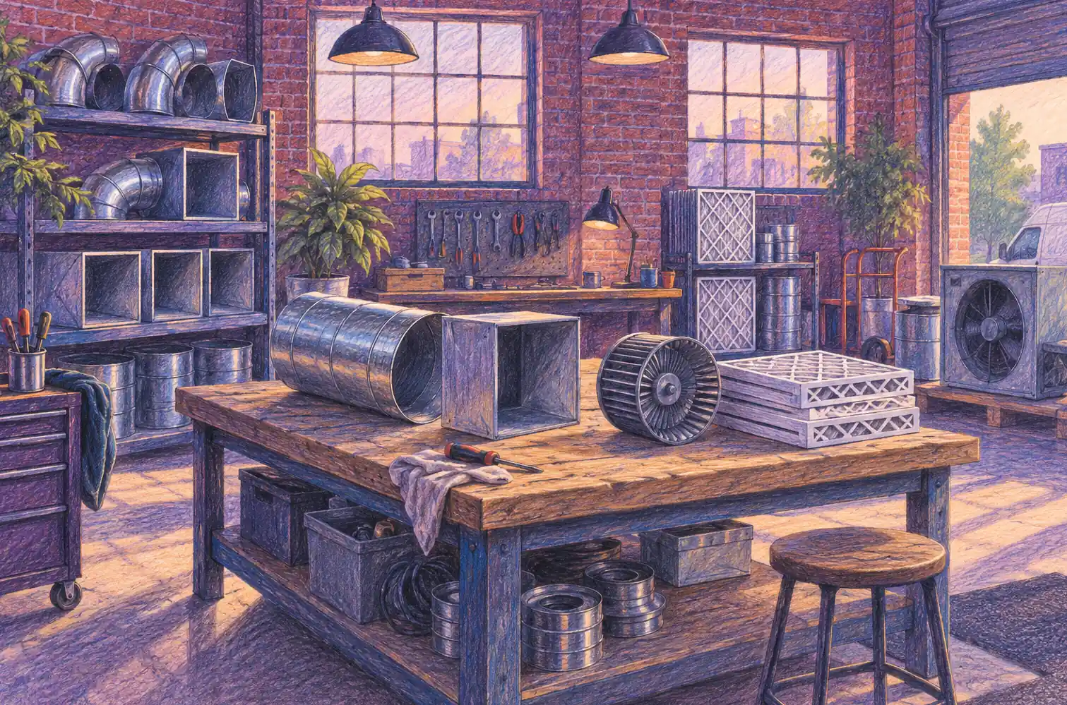Illustration of hvac businesses and their working space
